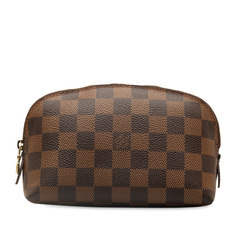 Louis Vuitton Damier Cosmetic Pouch PM N47516 Brown PVC Leather in Great Condition