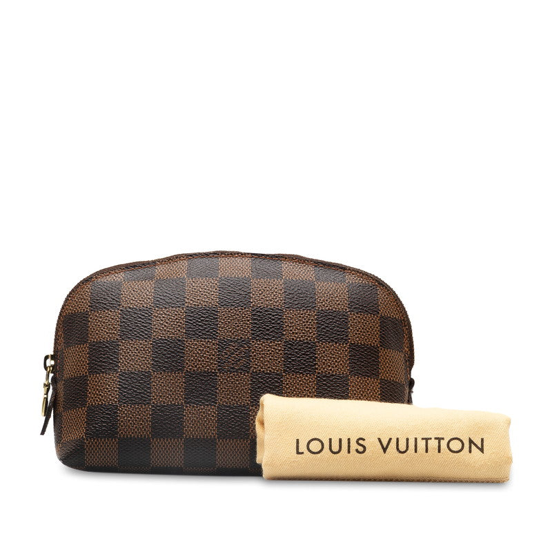 Louis Vuitton Damier Cosmetic Pouch PM N47516 Brown PVC Leather in Great Condition