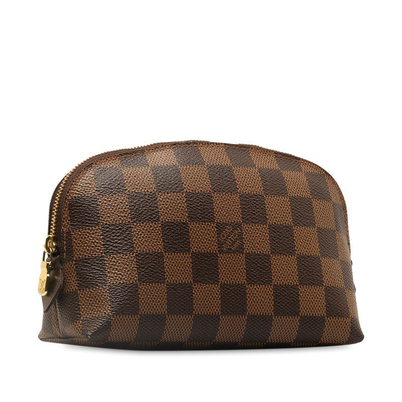 Louis Vuitton Damier Cosmetic Pouch PM N47516 Brown PVC Leather in Great Condition