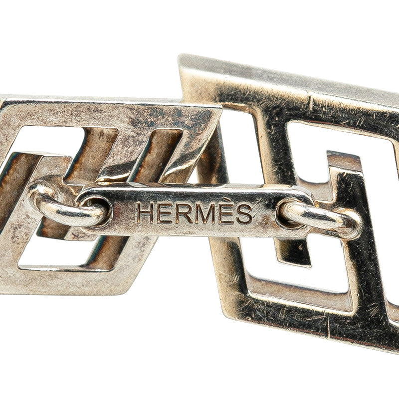 Hermes H Logo Silver Cufflinks SV925 in Very Good Condition