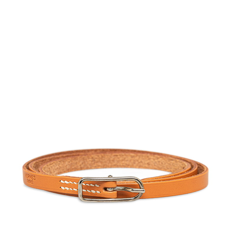 Hermes Leather Ap1 Bracelet Light Brown