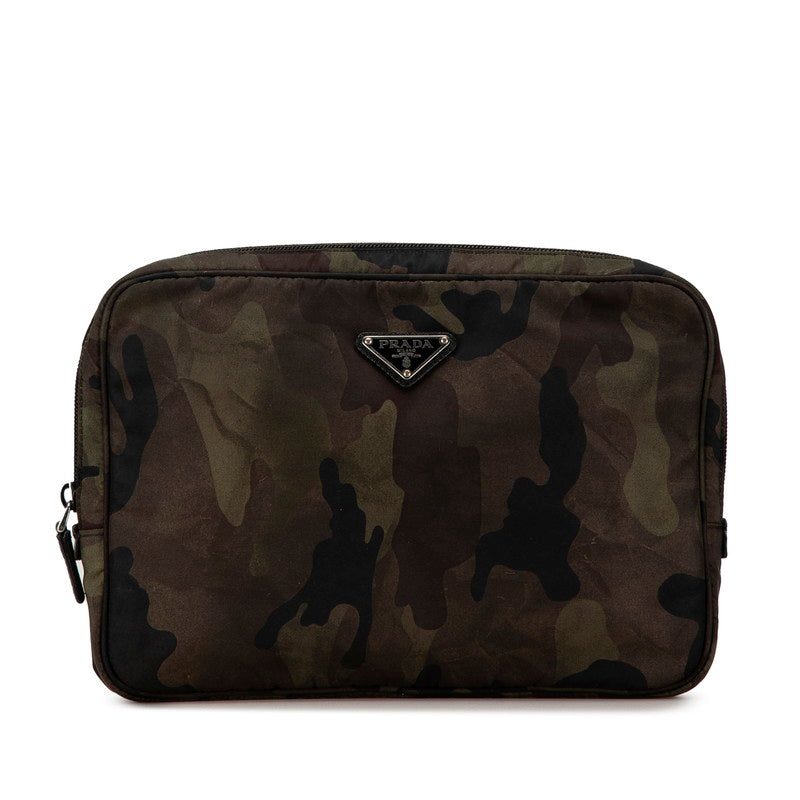 Prada Nylon Camouflage Clutch Bag Green