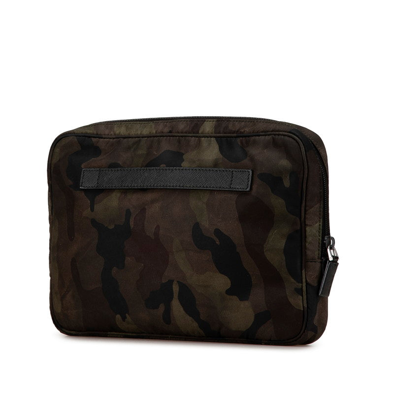 Prada Nylon Camouflage Clutch Bag Green