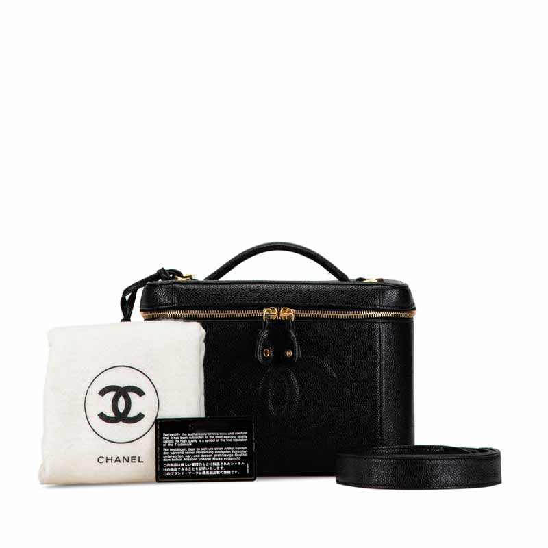 Chanel Caviar Skin Coco Mark Vanity Handbag