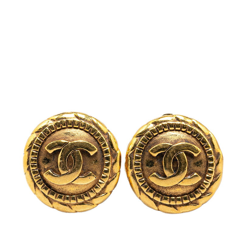 Chanel Vintage Coco Mark Gold Plated Earrings in Very Good Condition