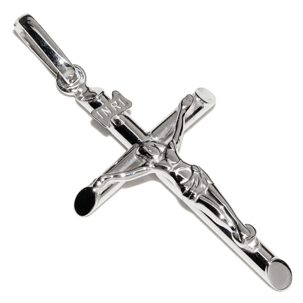 K18WG White Gold Rosary Cross Pendant