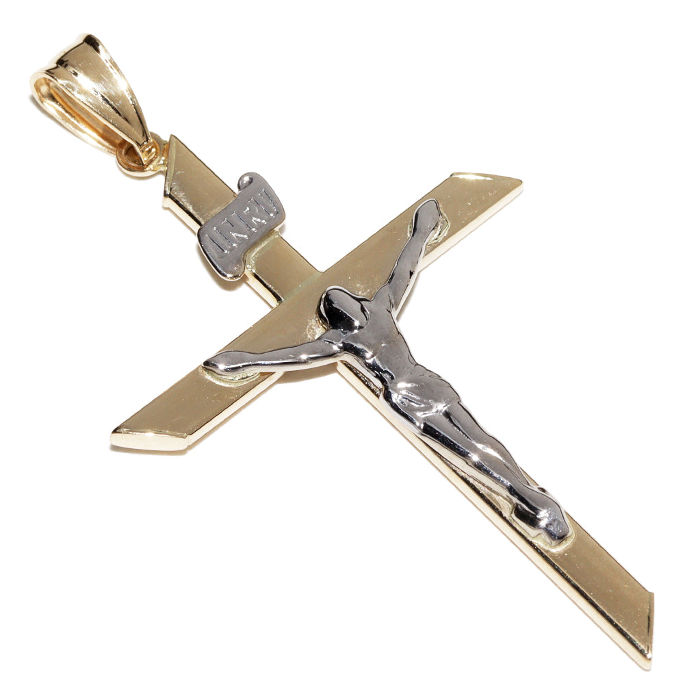 K18YG K18WG Rosary Cross Pendant in Pristine Condition