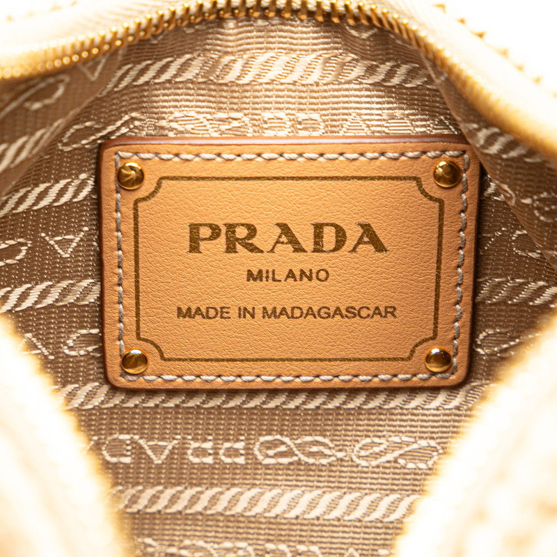 Prada Raffia Leather Triangle Logo Re-Edition 2005 Handbag