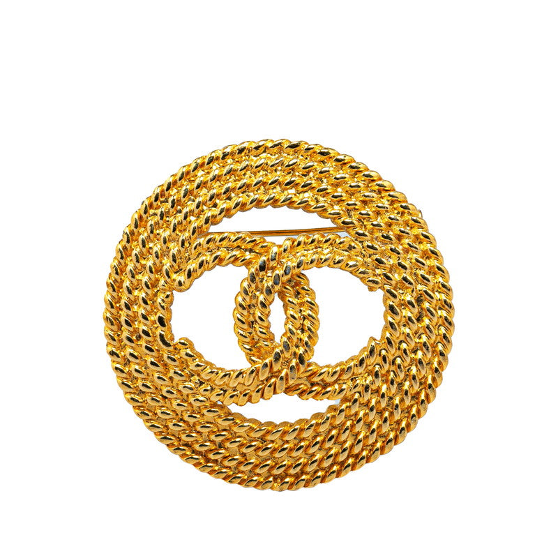 Chanel Vintage Coco Mark Chain Brooch Gold