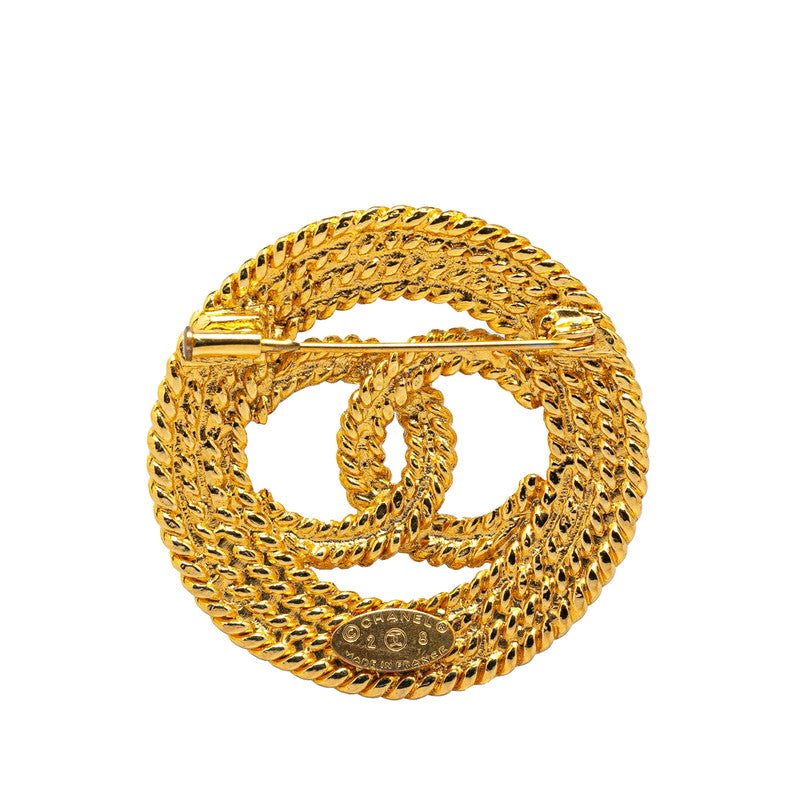 Chanel Vintage Coco Mark Chain Brooch Gold