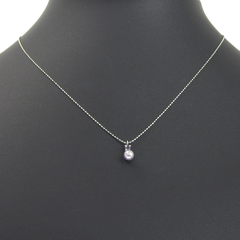 Baby Pearl Necklace, K18 White Gold & Amethyst, Silver, Ladies' Pre-Owned【SA Rank】