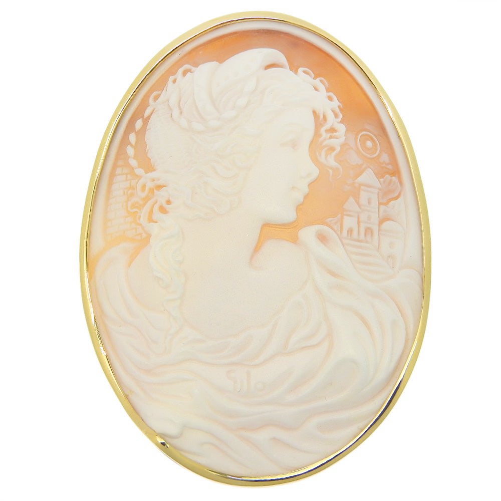 K18 Yellow Gold Cameo Brooch