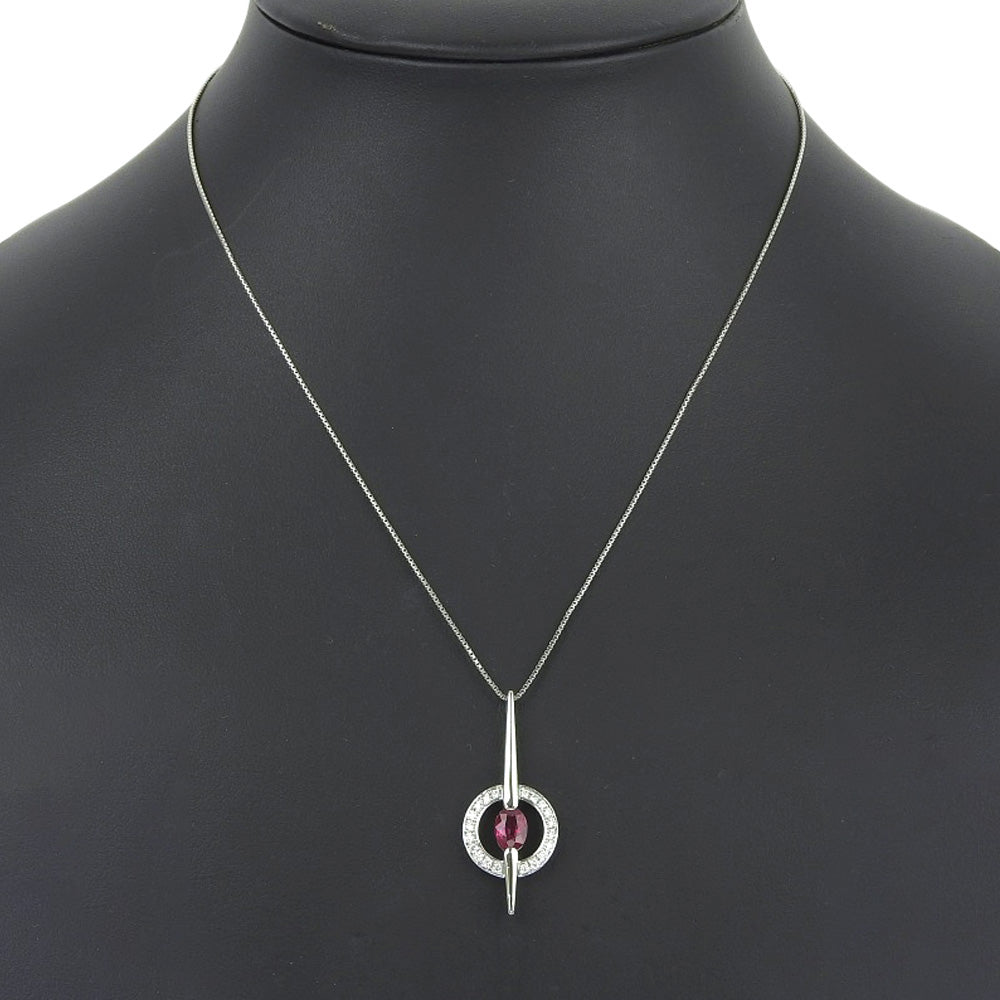 [LuxUness]  Women's Pt900 Platinum Necklace with Ruby and Diamond [Pre-owned], A+ Rank Metal Necklace in Excellent condition