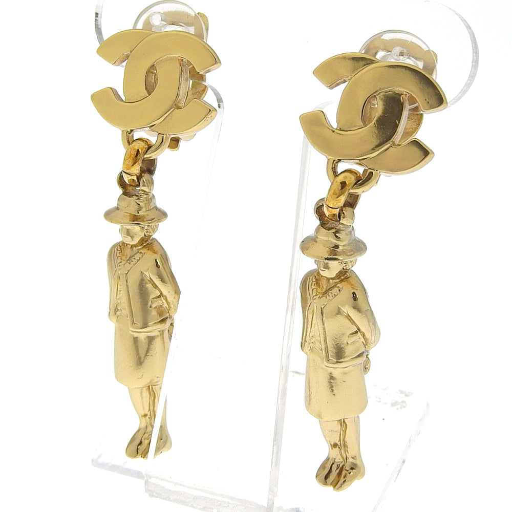 Chanel Gold Mademoiselle Doll Motif Earrings