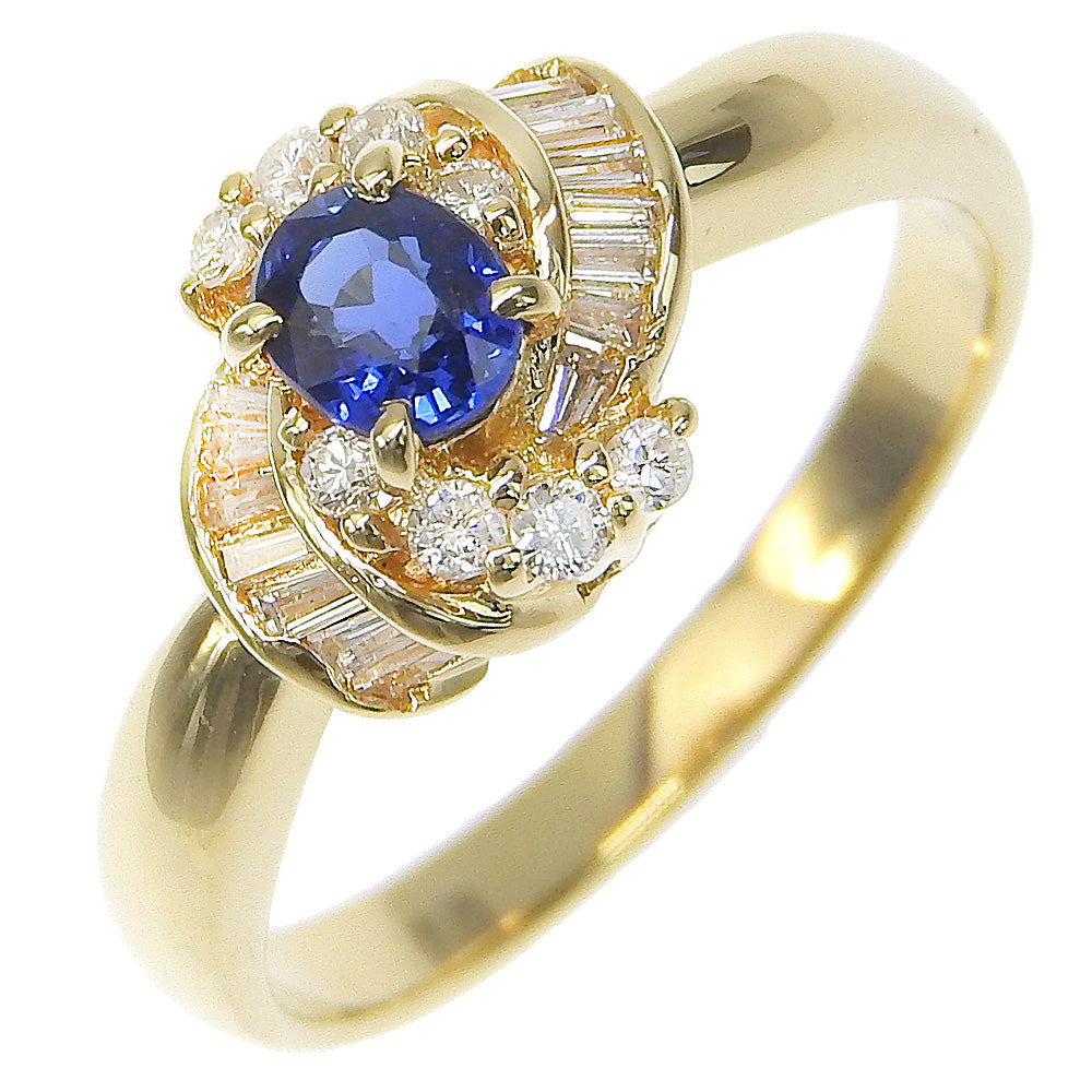 K18 Gold Sapphire Diamond Ring Size 11