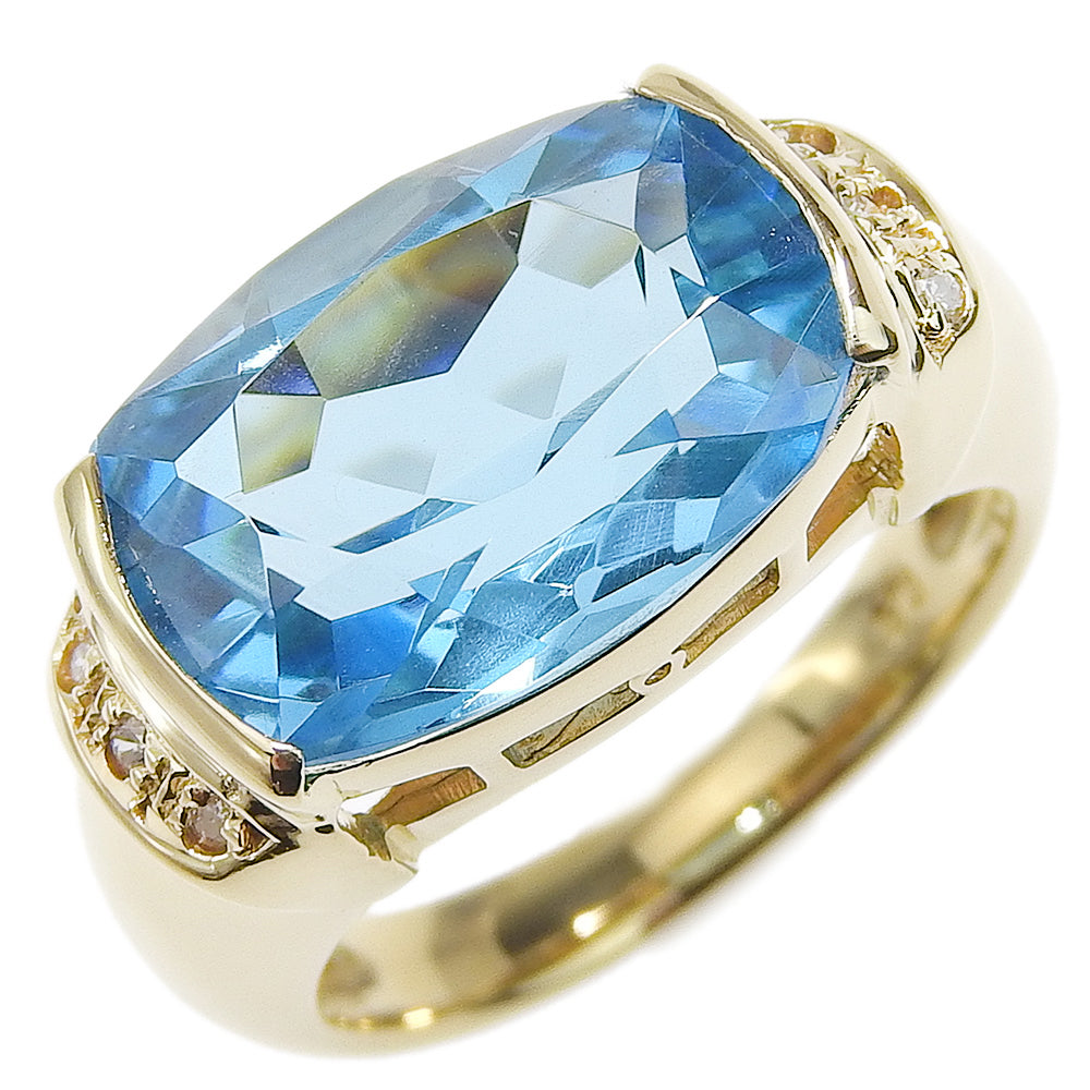 K18 Yellow Gold Blue Topaz Ring Size 11.5