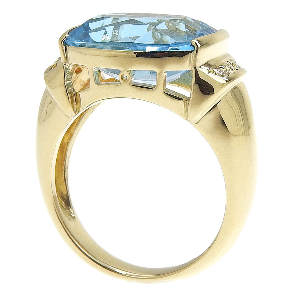 K18 Yellow Gold Blue Topaz Ring Size 11.5