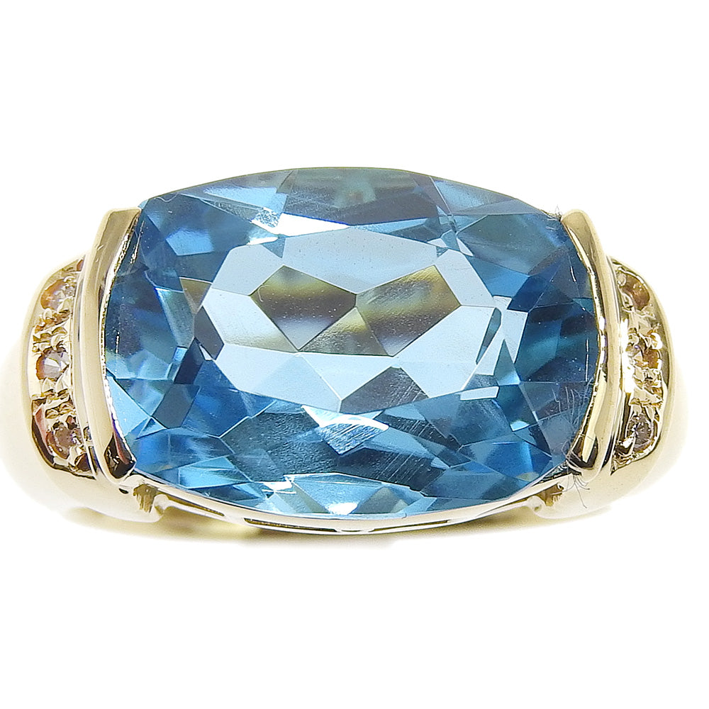 K18 Yellow Gold Blue Topaz Ring Size 11.5