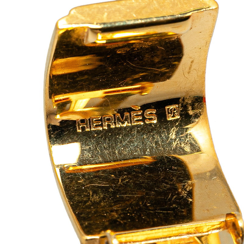 Hermes Enamel Earrings Gold Blue Multicolor