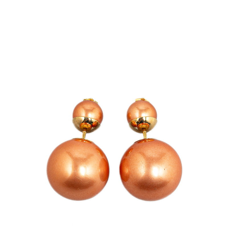 Dior Brown Gold Faux Pearl Earrings in Great Condition