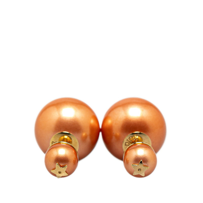 Dior Brown Gold Faux Pearl Earrings in Great Condition