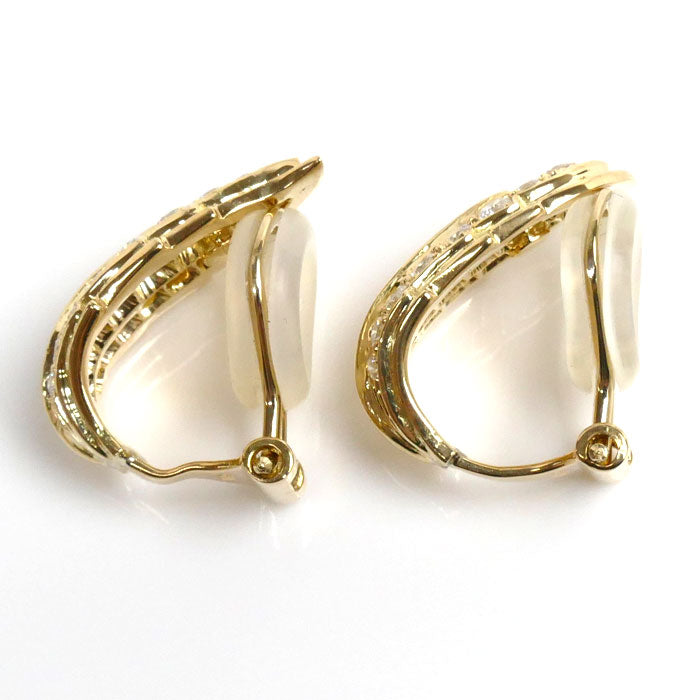 K18YG Yellow Gold Leaf Diamond Earrings