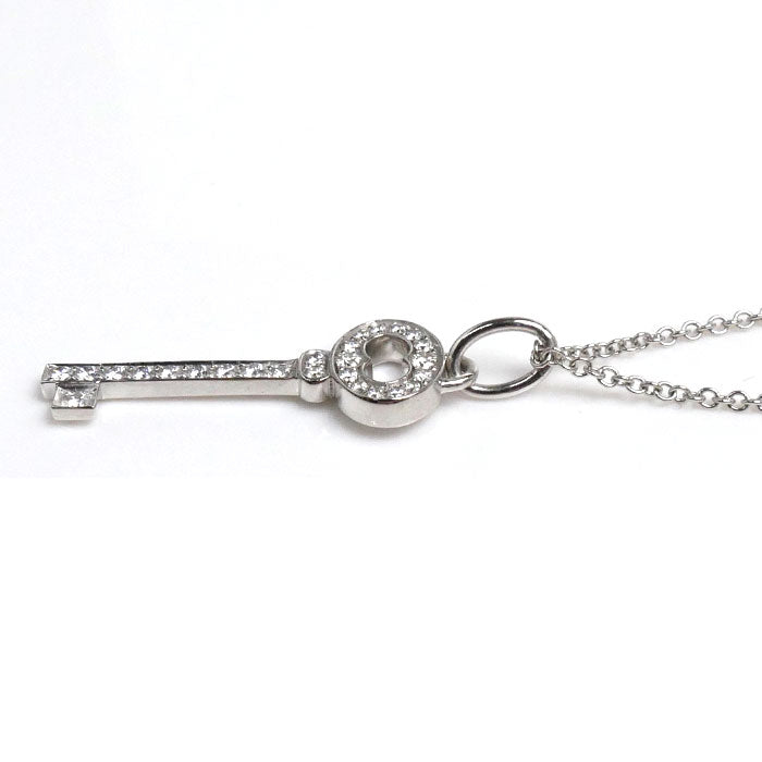 Tiffany & Co White Gold Diamond Vintage Oval Key Necklace