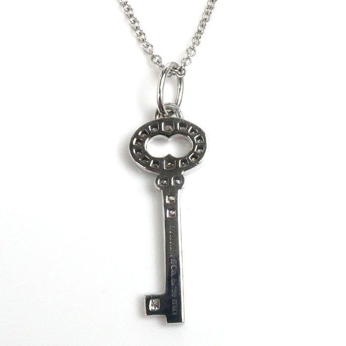 Tiffany & Co White Gold Diamond Vintage Oval Key Necklace