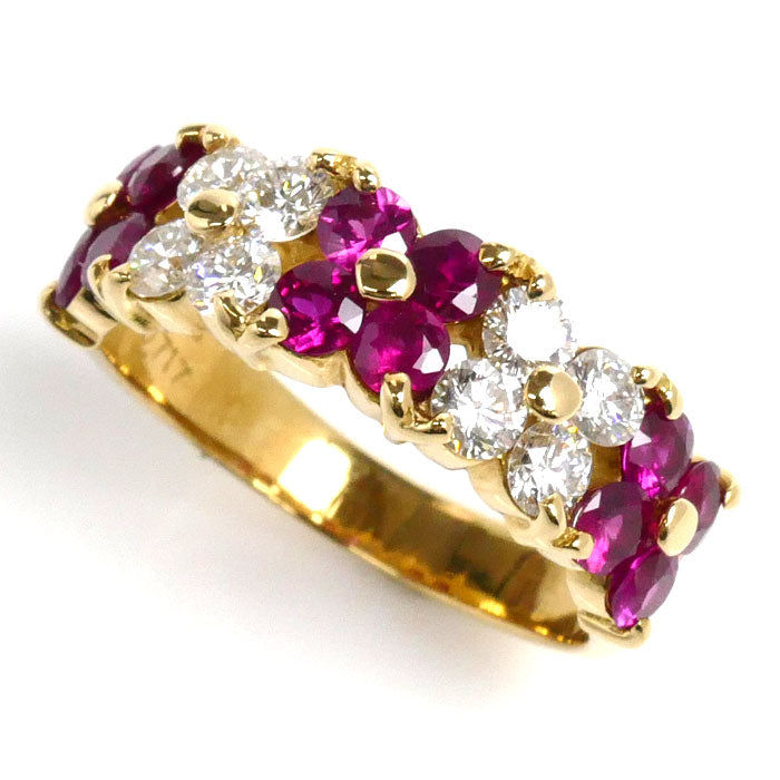 K18YG Yellow Gold Ruby Diamond Ring