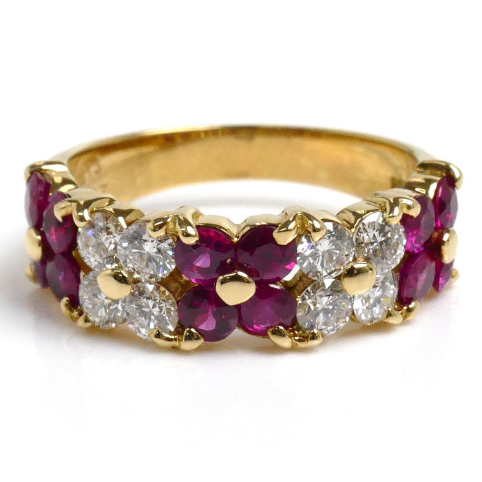 K18YG Yellow Gold Ruby Diamond Ring