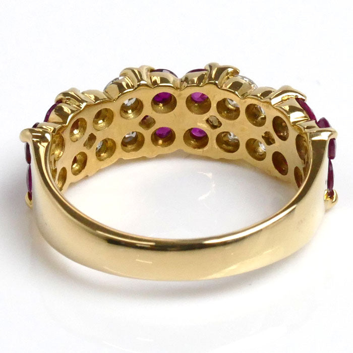 K18YG Yellow Gold Ruby Diamond Ring