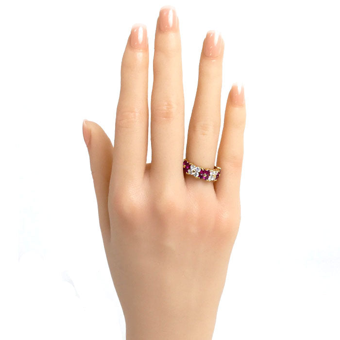 K18YG Yellow Gold Ruby Diamond Ring