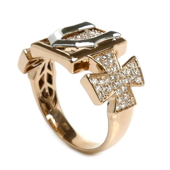 K18PG Pink Gold Pt900 Platinum Diamond Ring