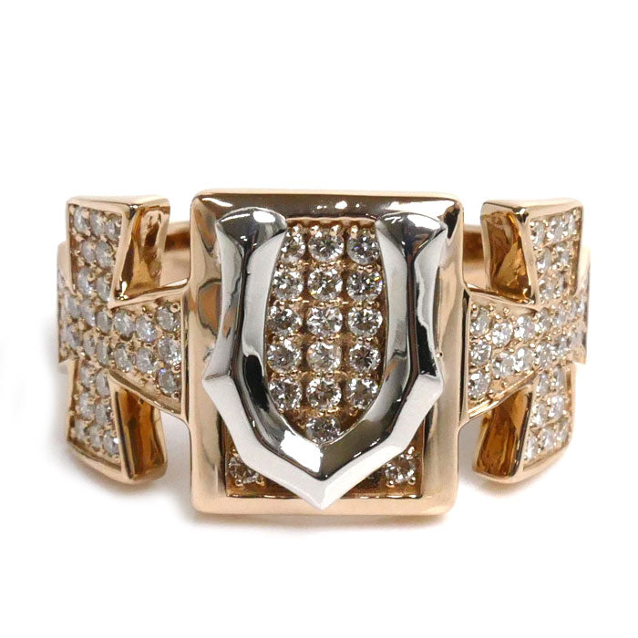 K18PG Pink Gold Pt900 Platinum Diamond Ring