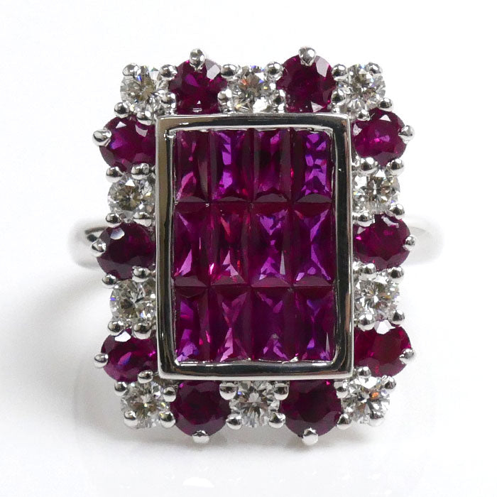 K18WG White Gold Ruby Mystery Setting Ring