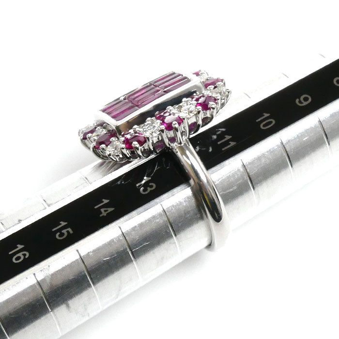 K18WG White Gold Ruby Mystery Setting Ring