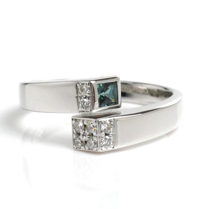 K18WG White Gold Alexandrite Diamond Ring