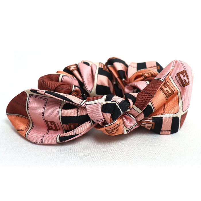 Fendi Silk Zucca Ribbon Hair Accessory Scrunchie