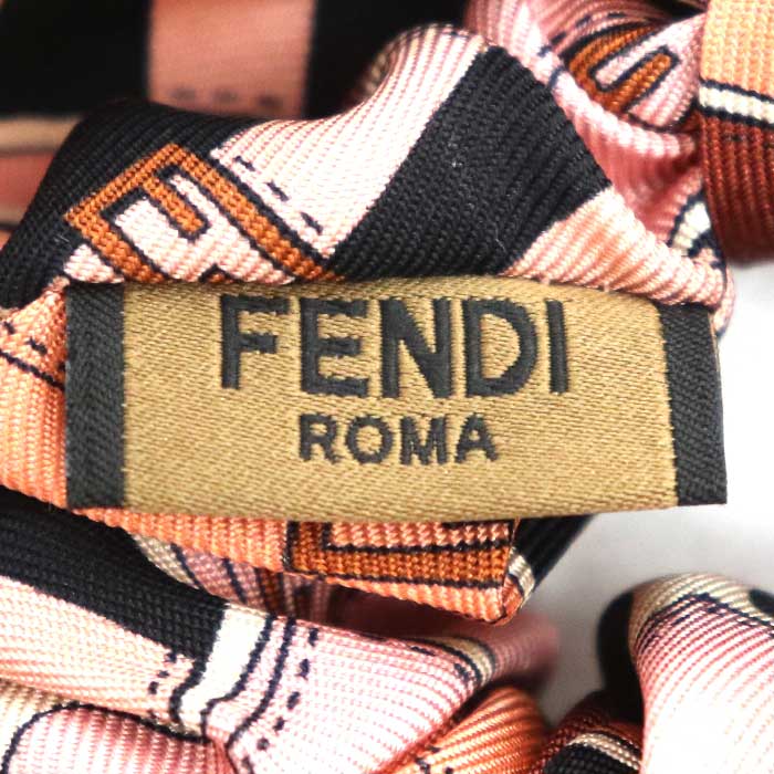 Fendi Silk Zucca Ribbon Hair Accessory Scrunchie