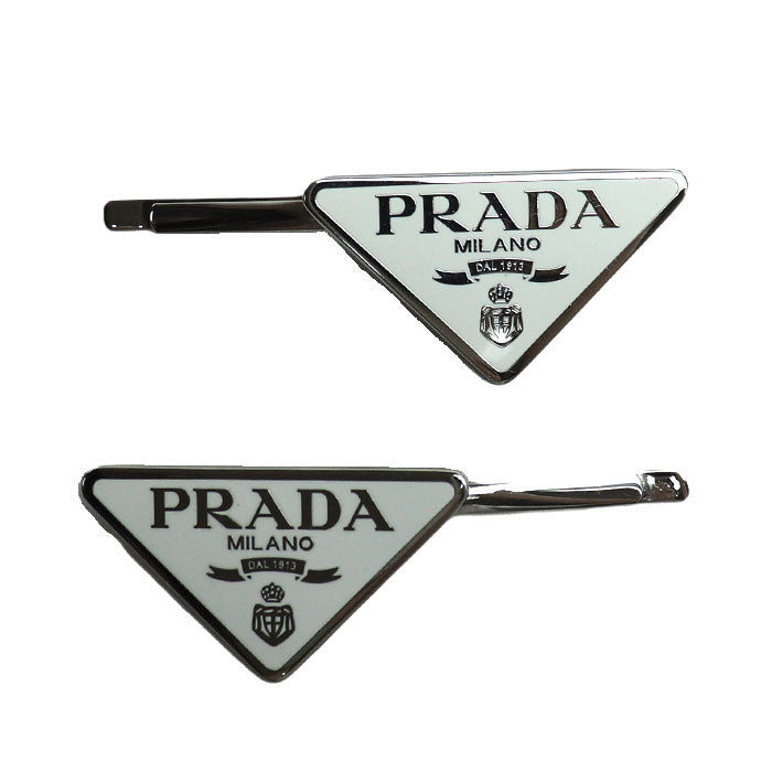 Prada Metal Triangle Logo Hairpin Accessory