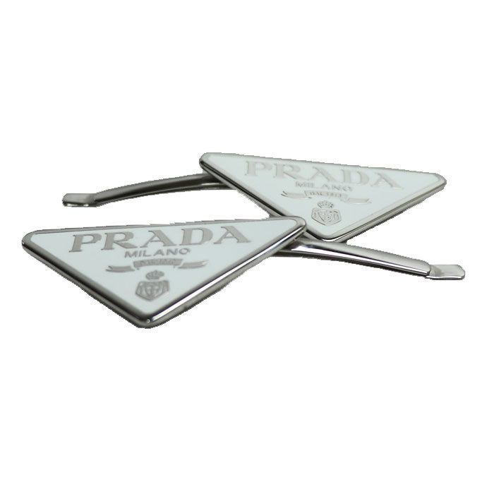 Prada Metal Triangle Logo Hairpin Accessory