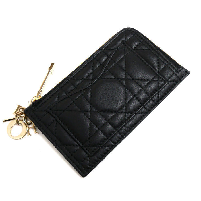 Dior Lady Dior Compact Zip Card Holder Black