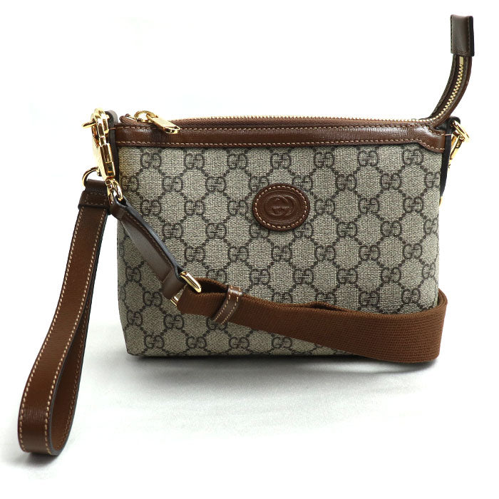 Gucci GG Supreme 2Way Shoulder Bag Beige Brown