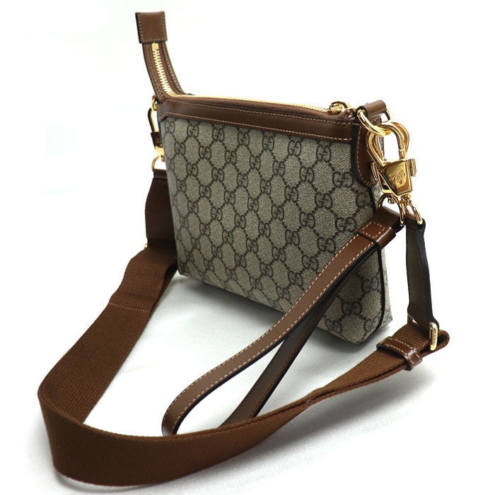 Gucci GG Supreme 2Way Shoulder Bag Beige Brown