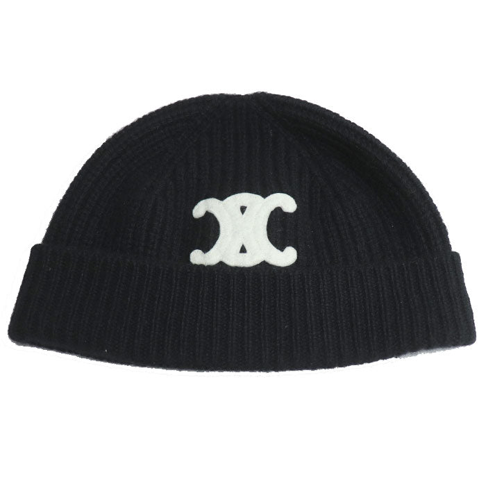 Celine Triomphe Cashmere Knit Hat Black