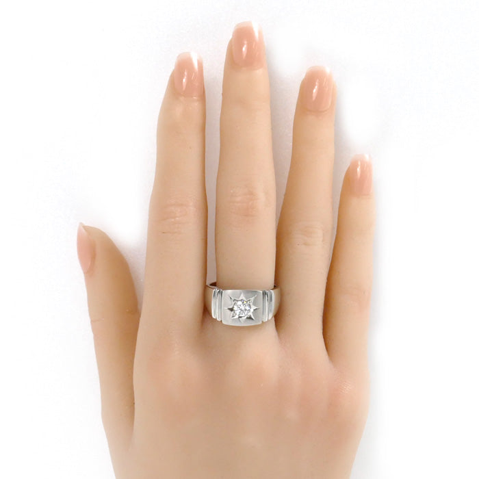 Pt900 Platinum Diamond Ring 0.37ct