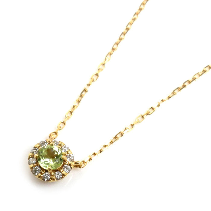 K18YG Yellow Gold Peridot Diamond Necklace