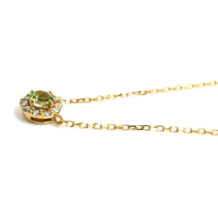 K18YG Yellow Gold Peridot Diamond Necklace