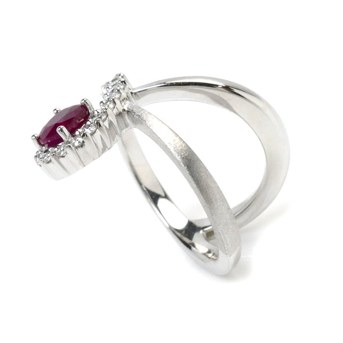 K18WG White Gold Ruby Diamond Ring