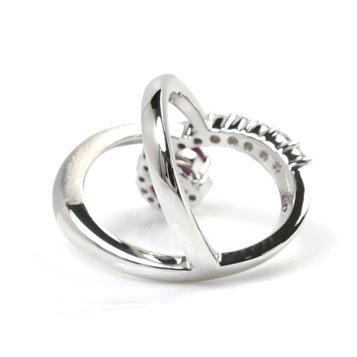 K18WG White Gold Ruby Diamond Ring